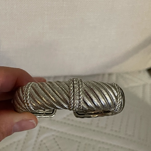 VTG Judith Ripka 925 Sterling Silver & CZ
Stones Hinged Cuff Bracelet, 69.75 G - Picture 7 of 7